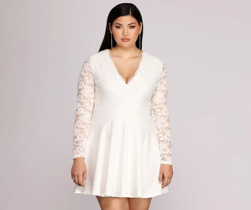 Plus La La Lace Dress Tunics Long Elegant