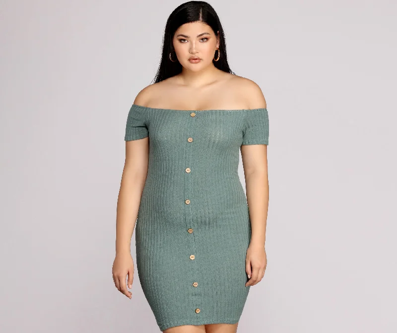 Plus Thrill Of Knit Ribbed Dress Tunics Occasion special
