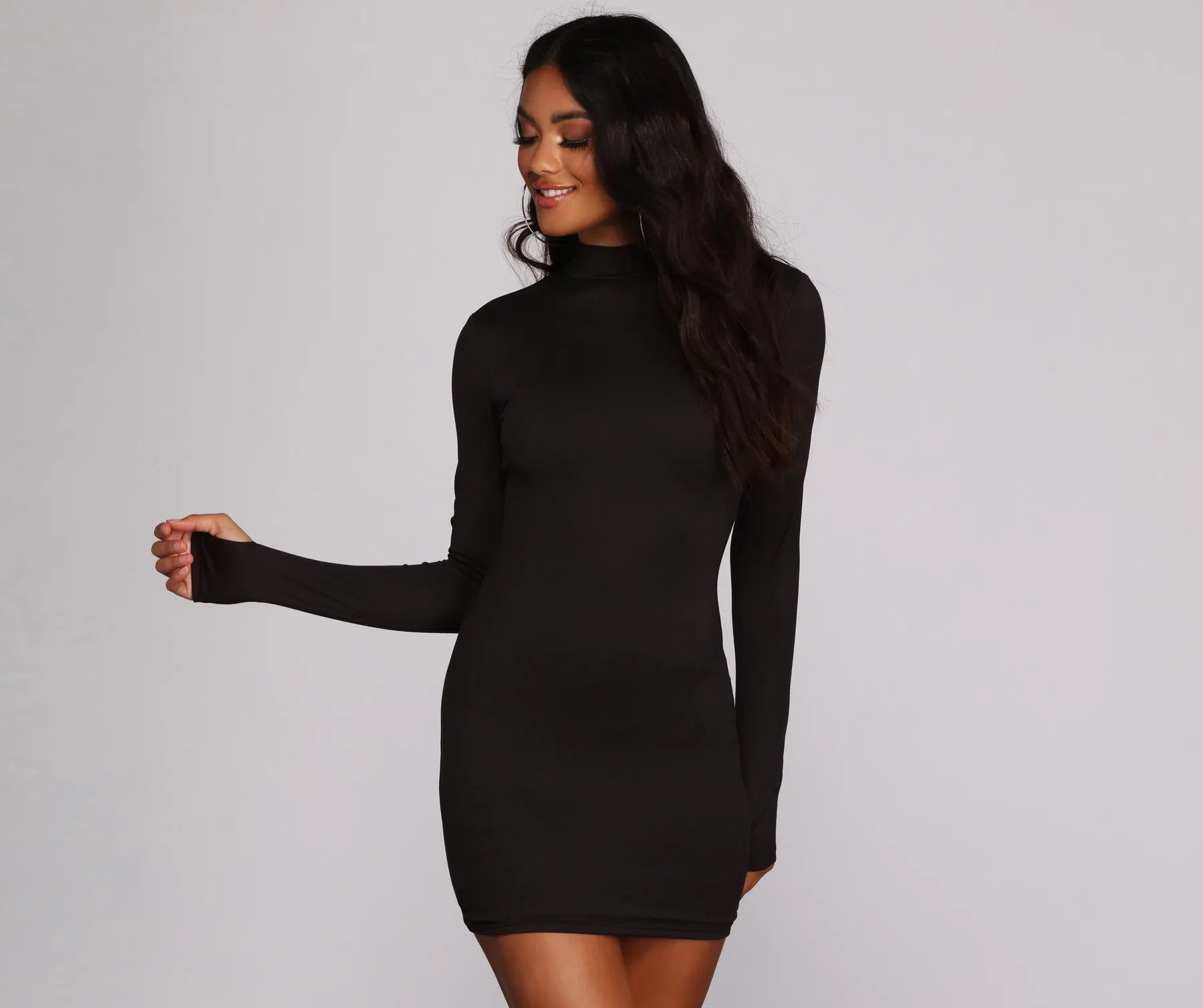 Walk The Mock Neck Mini Dress Casual Short Summer