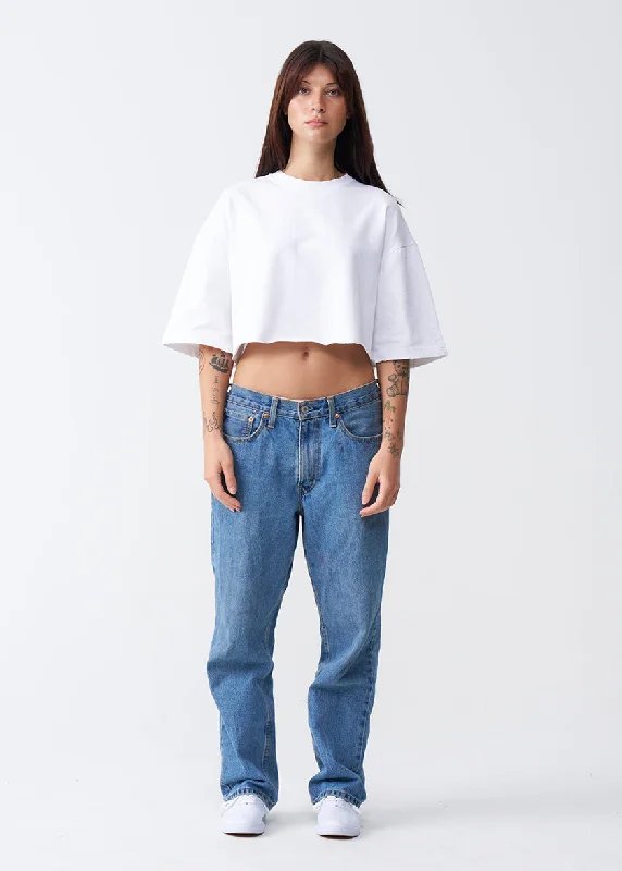 10 OZ Oversized French Terry Garment Dyed Crop Top T-shirt Ribbed Striped Patterned