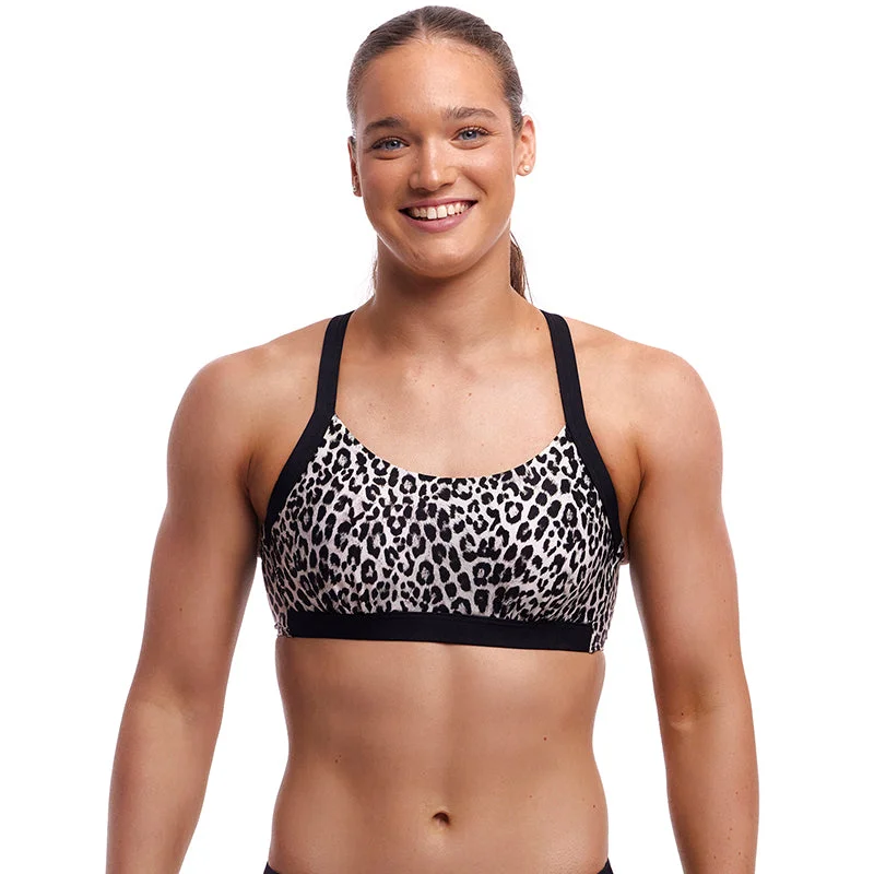 Funkita - Snow White - Ladies Hold Steady Crop Top Spandex Blend Rayon Blend Denim Blend