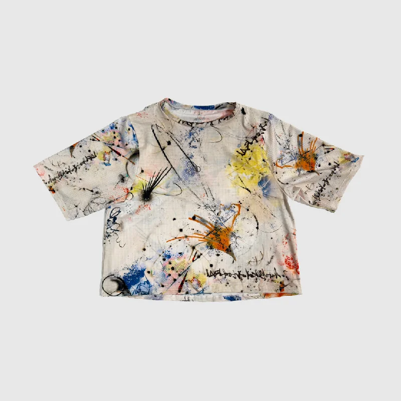 Overspray Women's Crop Top Solid Print Embellished