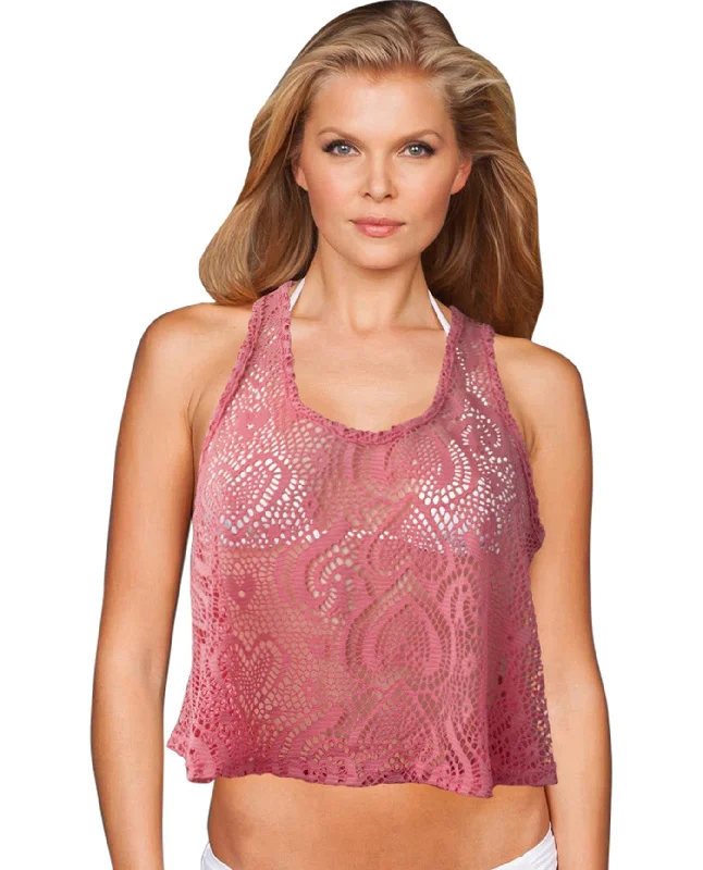 Beach Habitat Heart Crochet Crop Top Machine Wash Dry Clean Hand Wash