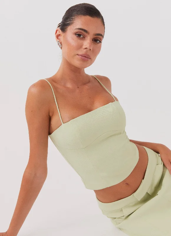 Eliana Crop Top - Green Zest Plaid Crop Top Polka Dot Checkered