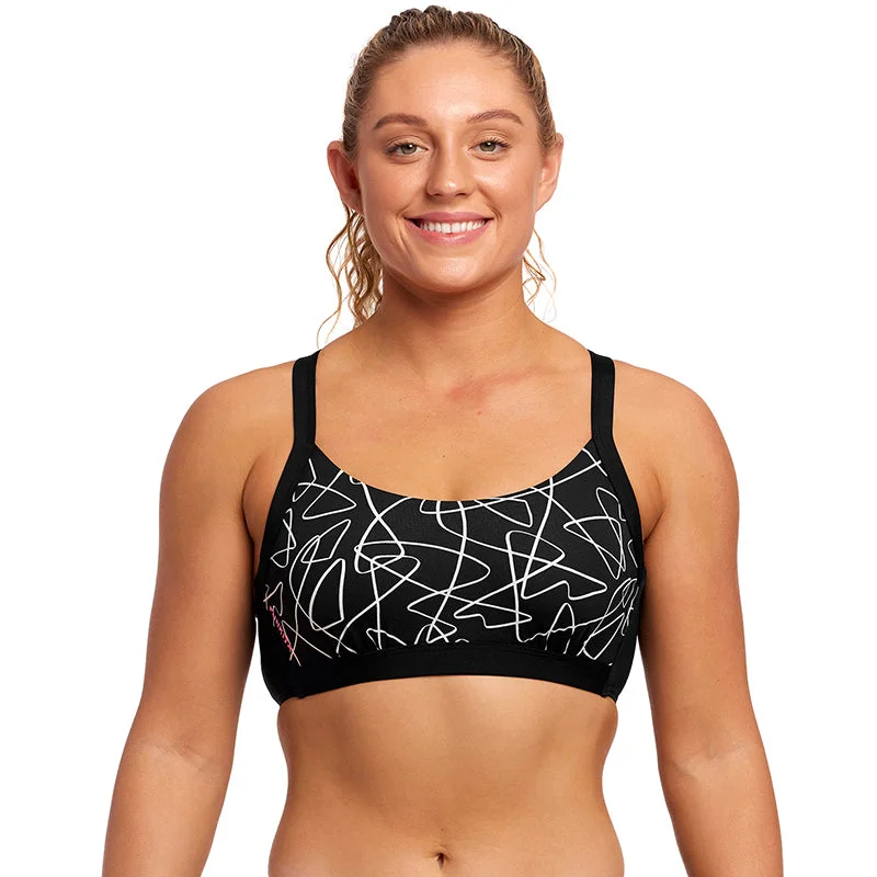 Funkita - Texta Mess - Ladies Hold Steady Crop Top Machine Wash Dry Clean Hand Wash