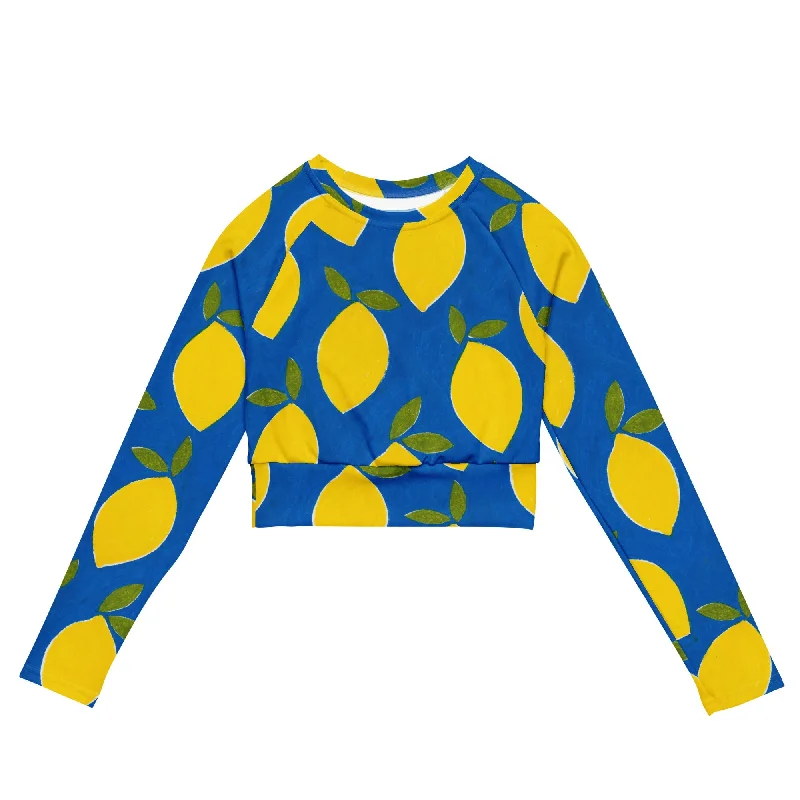 ♻️ Lemons Recycled long-sleeve crop top Hooded Caped Shawl Collar