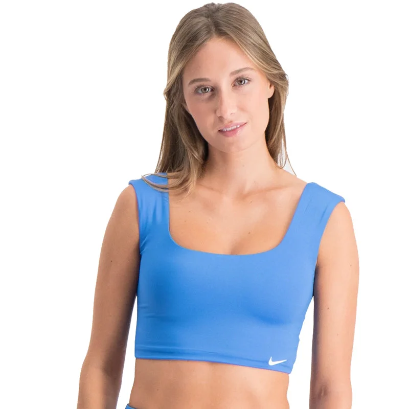 Nike - Women's Essential Crop Top (Pacific Blue) Iron Safe Non-Iron Wrinkle Free