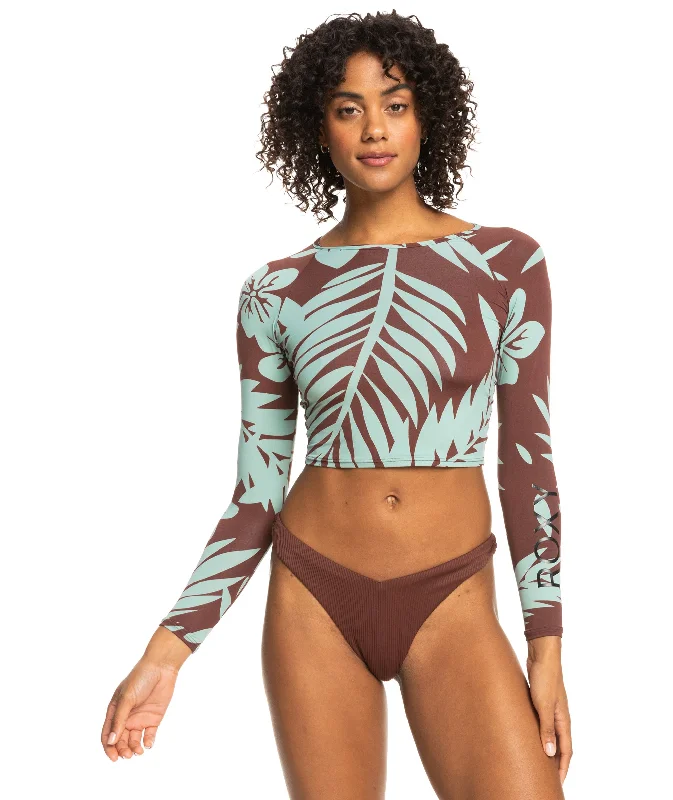 Roxy (RSY7) Crop Top LS Lycra Front Pockets Side Pockets Patch Pockets