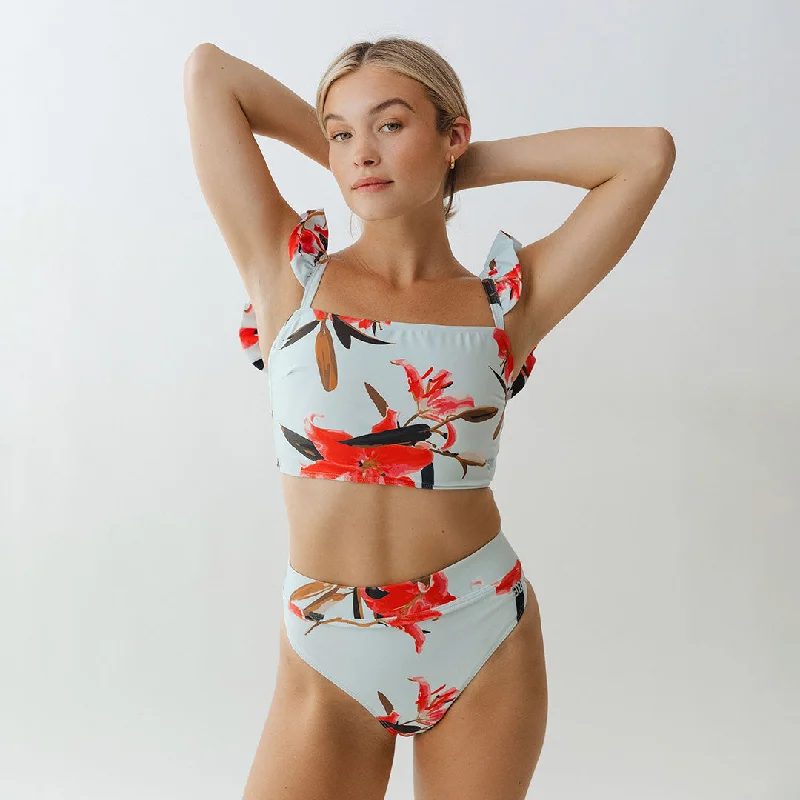 Sea Glass Bella Crop Top Striped Floral Plaid