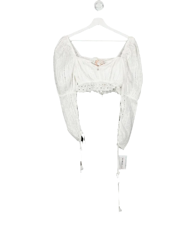 Sofia White Treasure Lace Crop Top UK 8 Anti-Pilling Machine Wash Handmade