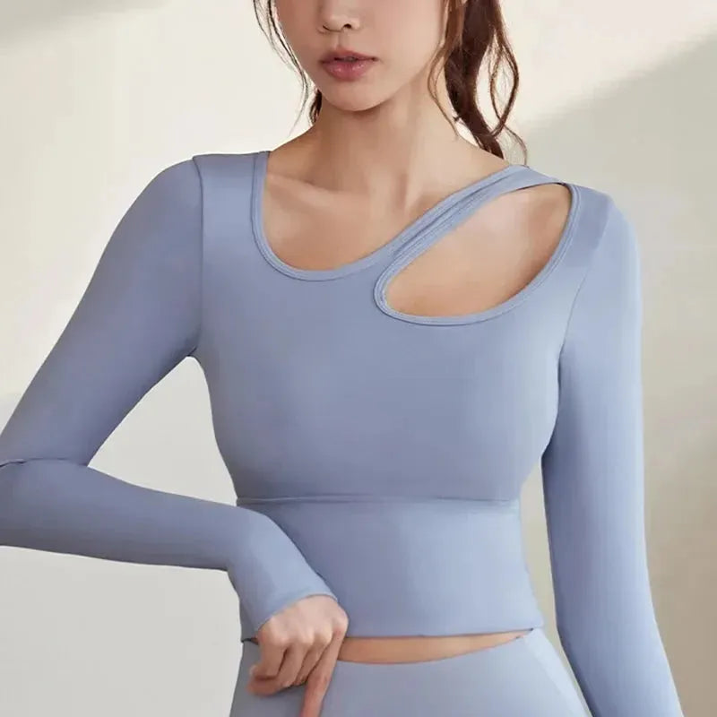 Yoga Crop Top Notch Collar Peter Pan Collar Cowl Neck